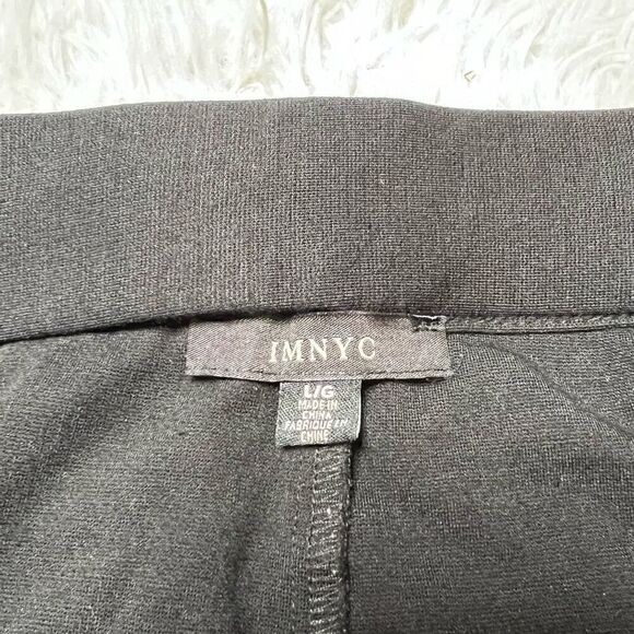 IMNYC Isaac Mizrahi Leggings Pants Size Large Black Leather Panel Crop Ankle Zip - Picture 2 of 7